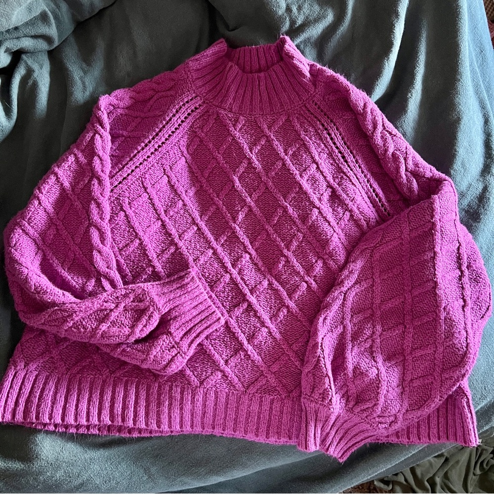 Magenta American Eagle Mock Neck Sweater